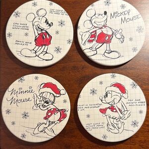 Disney Mickey and Minnie Mouse Holiday Coasters - Red and Black